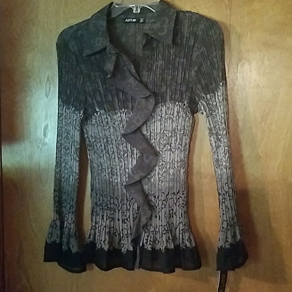 Black and Grey Button Up Blouse